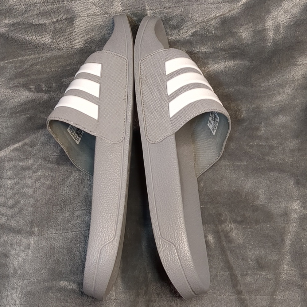 Adidas Gray and White Slide Sandals - Picture 12 of 16